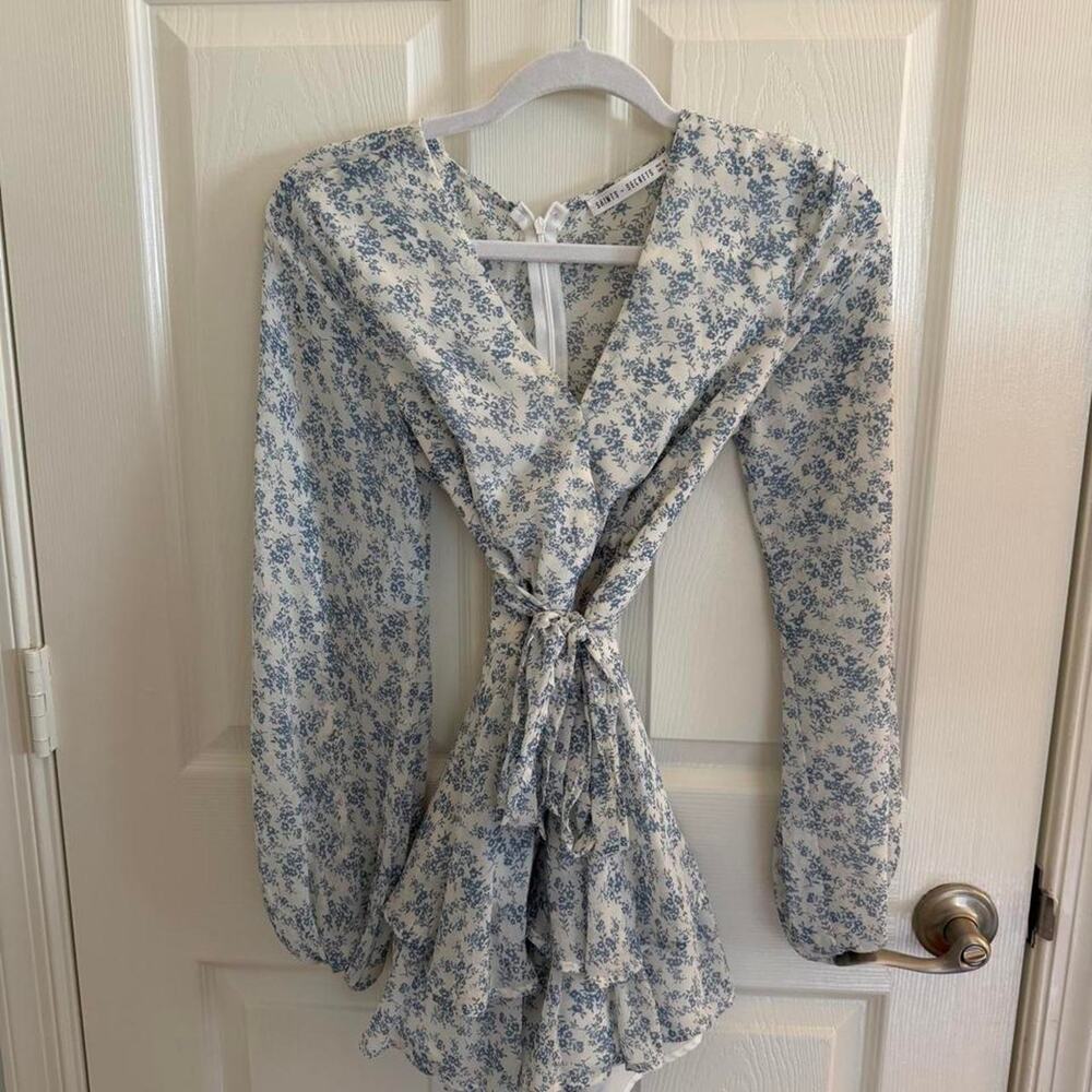 Loveshackfancy style dress blue and